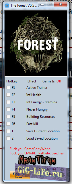 Чит на ресурсы The Forest 0.05 (трейнер)