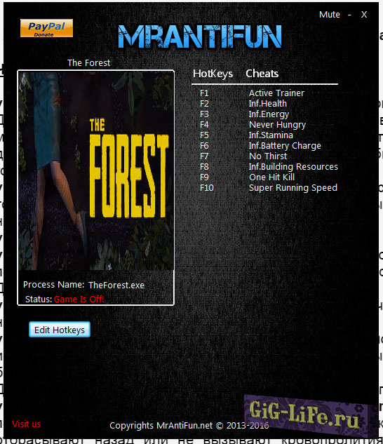 The Forest V0.71 Trainer +10 MrAntiFun / Трейнер The Forest V0.71 +10