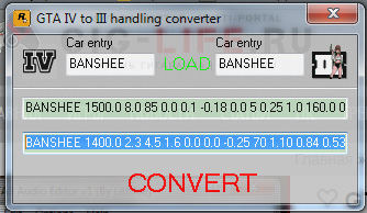 Конвертер физики машин / GTAIV To III Handling Convert