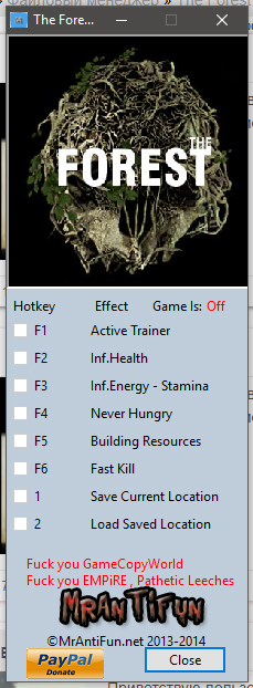 Улучшенный трейнер для The Forest 0.05