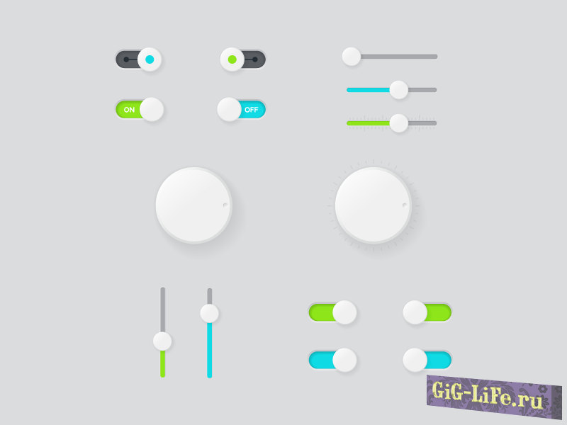 Векторный эскиз кнопок и шкал для пользовательского интерфейса