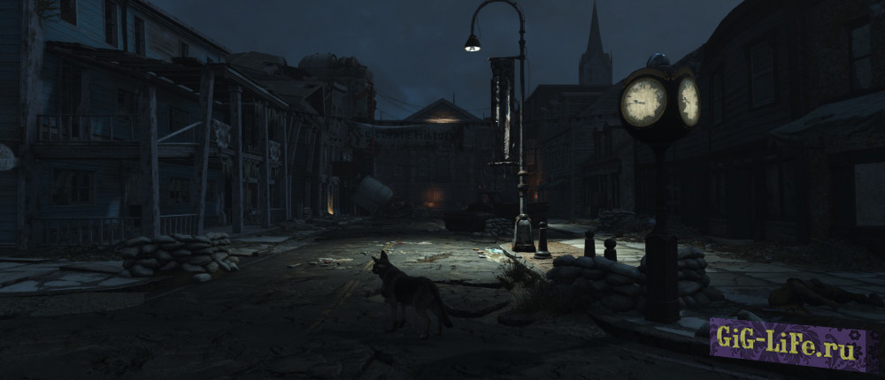 Fallout 4 — ночные уличные фонари