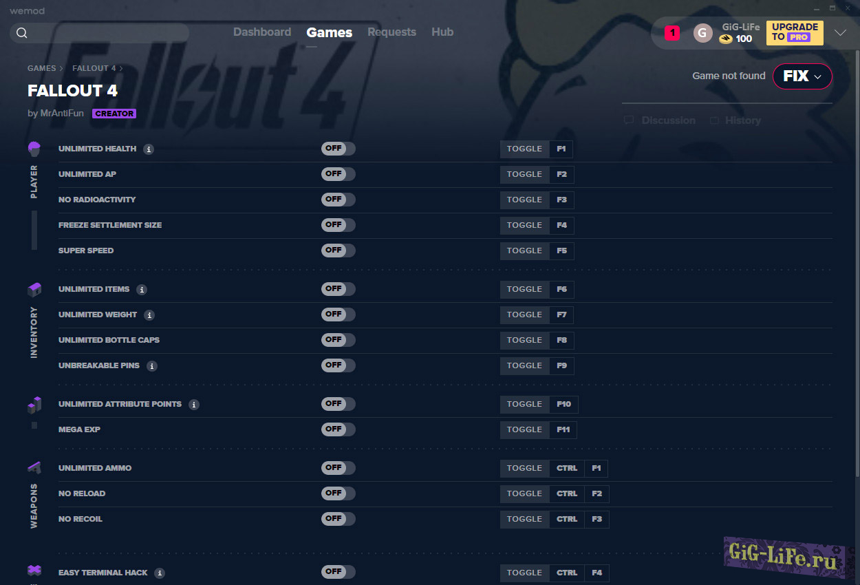 Fallout 4 — Трейнер (+17) от 07.02.2020 [WeMod]
