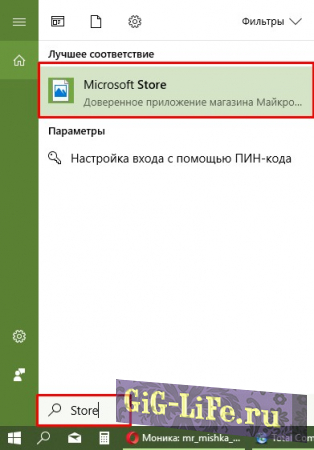 В поиске вводим Store и выбираем лучшее соответствие