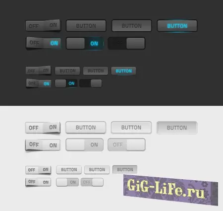 Кнопки различной конфигурации | Buttons of various configurations [PSD]