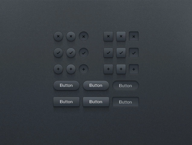 Комплект тёмных кнопок в PSD формате | A set of dark buttons in PSD format