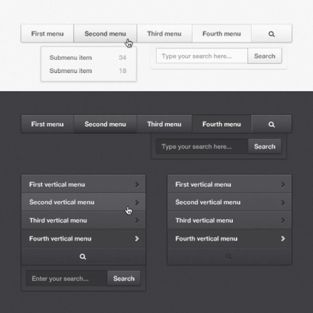 Меню сайта - навигация в формате PSD | Site menu - navigation in PSD format