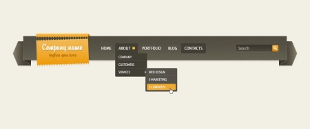 Меню горизонтальное с логотипом в формате PSD | The menu is horizontal with a logo in PSD format